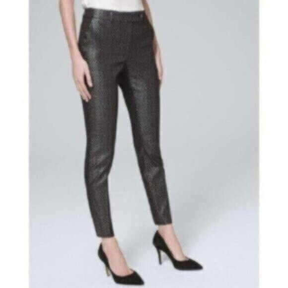 NWT White House Black Market Metallic-Jacquard Slim Ankle Pants - Picture 2 of 6